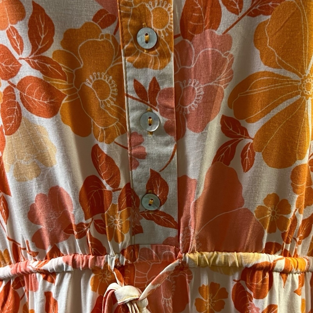 Petal And Pup Tiered Mini Dress 10 Orange Floral BOHO Cottagecore Flowy Romantic - Picture 3 of 11
